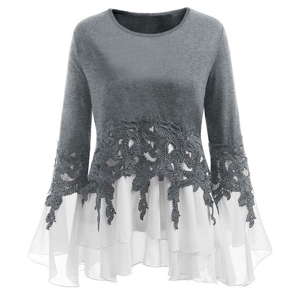 plus size fashion applique chiffon flare blouse casual winter ladies tunic female women long sleeve shirt blusas pullover, White
plus size fashion applique chiffon flare blouse casual winter ladies tunic female women long sleeve shirt blusas pullover, White