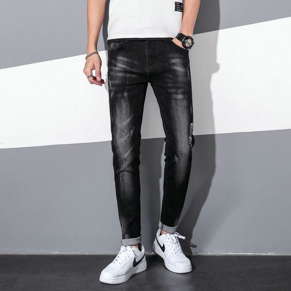 spring and summer men's light fashion tide brand stretch embroidery jeans men's trend loose and wild personality slim feet light c, Blue
spring and summer men's light fashion tide brand stretch embroidery jeans men's trend loose and wild personality slim feet light c, Blue