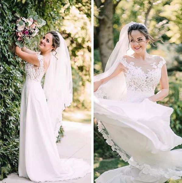 2019 бесплатная доставка boho a-line свадебные платья драгоценность шеи чистой кружева поезд стреловидности страна сад на заказ шифон vestid, White
2019 бесплатная доставка boho a-line свадебные платья драгоценность шеи чистой кружева поезд стреловидности страна сад на заказ шифон vestid, White