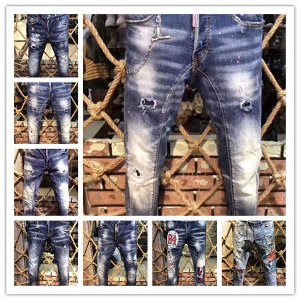 2019 new fashion design for men and exquisite korean edition jeans embroidery slim casual small straight foot trousers, Blue 
2019 new fashion design for men and exquisite korean edition jeans embroidery slim casual small straight foot trousers, Blue
