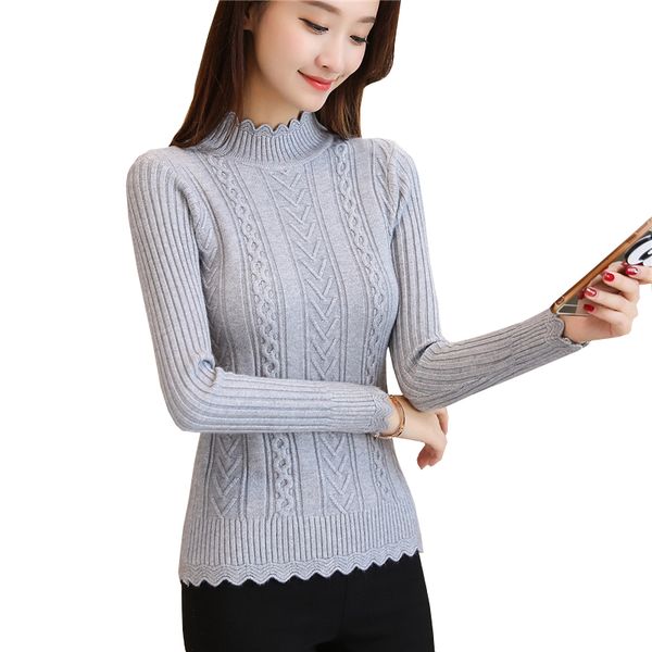 women pullover and sweater 2018 new half turtleneck long sleeve twist knitted high elastic pullover sweaters pull femme, White;black
women pullover and sweater 2018 new half turtleneck long sleeve twist knitted high elastic pullover sweaters pull femme, White;black