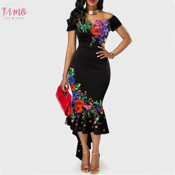 мода женская рыбий хвост bodycon платье цветочный принт с плеча короткий рукав невесты партии длинное платье новый, Black;gray 
мода женская рыбий хвост bodycon платье цветочный принт с плеча короткий рукав невесты партии длинное платье новый, Black;gray