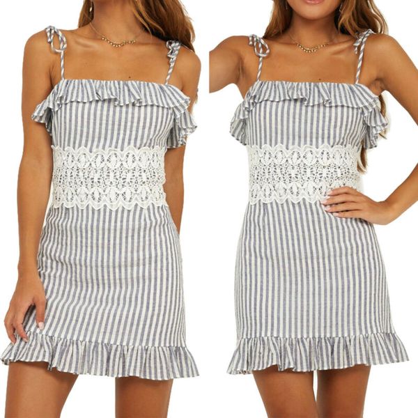 womens summer lace striped ruffle sleeveless spaghetti strap mini sun slip dress, Black;gray
womens summer lace striped ruffle sleeveless spaghetti strap mini sun slip dress, Black;gray