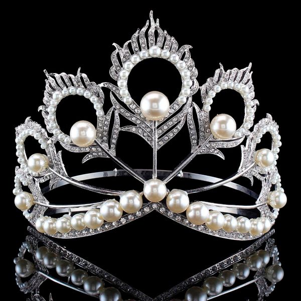new arrival big size miss universe same crown full round adjustable silver pearl peakcock feather tiara pageant, Golden;white
new arrival big size miss universe same crown full round adjustable silver pearl peakcock feather tiara pageant, Golden;white