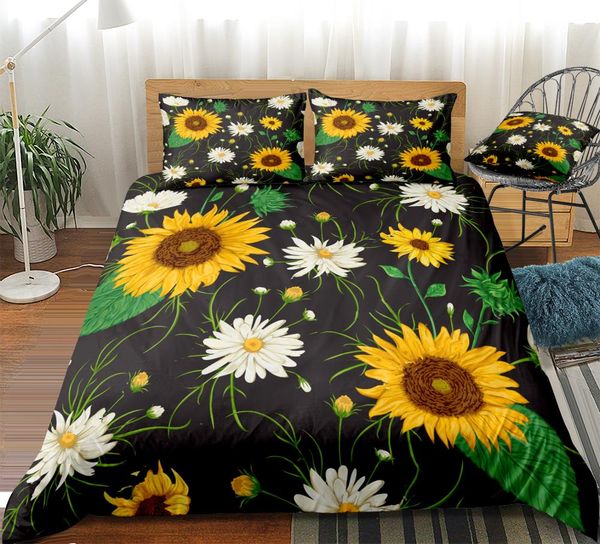 3-piece sunflower bedding set black background bedclothes dropship yellow duvet cover set white daisy home textiles botanical
3-piece sunflower bedding set black background bedclothes dropship yellow duvet cover set white daisy home textiles botanical