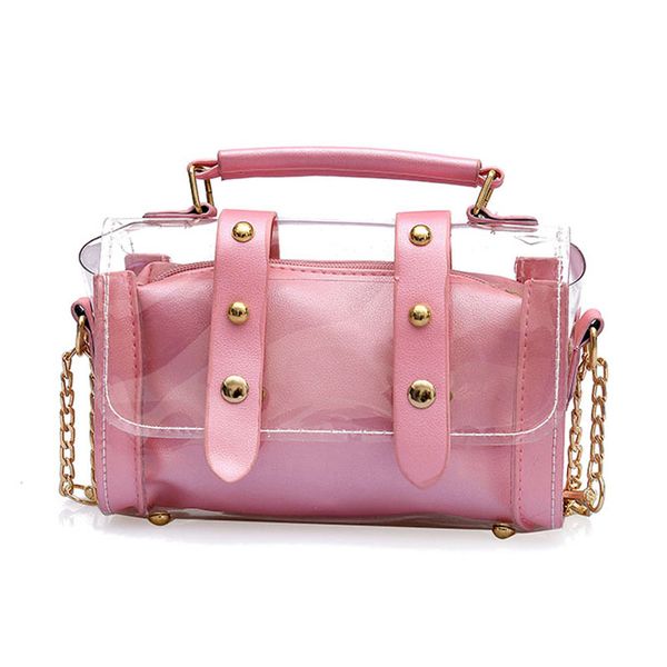fashion female transparent rivet bags chain shoulder bag jelly small crossbody bag composite messenger bags pink
fashion female transparent rivet bags chain shoulder bag jelly small crossbody bag composite messenger bags pink