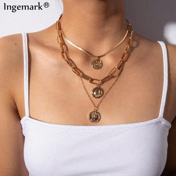 gothic multi layer carved coin pendant choker necklace statement boho vintage queen angel rune chain necklace for women jewelry, Silver
gothic multi layer carved coin pendant choker necklace statement boho vintage queen angel rune chain necklace for women jewelry, Silver