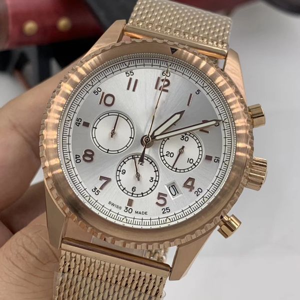 luxury contrasting subdials aviator 8 quartz chronometer yellow gold mens watches pilot watch white dial arabic number wristwatches, Slivery;brown
luxury contrasting subdials aviator 8 quartz chronometer yellow gold mens watches pilot watch white dial arabic number wristwatches, Slivery;brown