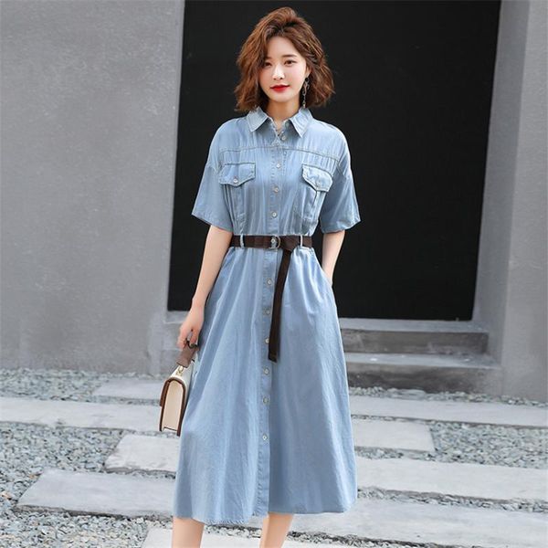 casual dresses 2021 summer robe jeans dress women short sleeve elegant denim korean fashion midi-calf femme belt, Black;gray
casual dresses 2021 summer robe jeans dress women short sleeve elegant denim korean fashion midi-calf femme belt, Black;gray