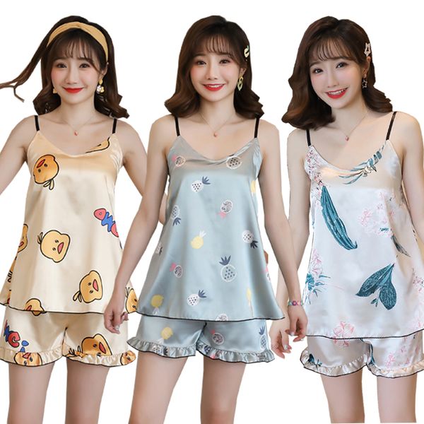 wavmit 2020 summer sleepwear set new thin silk sling shorts dee pajama set sling women's home cloth pyjamas with chest pad, Black;red
wavmit 2020 summer sleepwear set new thin silk sling shorts dee pajama set sling women's home cloth pyjamas with chest pad, Black;red