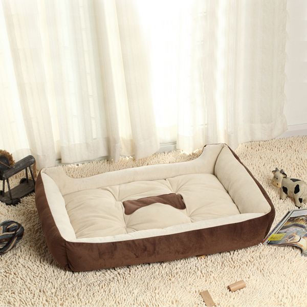 warm brown black fleece pet dog kennel cat puppy bed mat pad house cushion 2 color