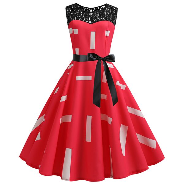 women vintage 1950s retro sundress elegant dress sleeveless lace splice floral printing party prom swing dress vestidos mujer, Black;gray
women vintage 1950s retro sundress elegant dress sleeveless lace splice floral printing party prom swing dress vestidos mujer, Black;gray