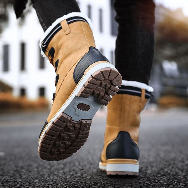 2019 men winter leather shoes snow boots warm anti-slip thicken casual outdoor hiking high-round head boots, Black
2019 men winter leather shoes snow boots warm anti-slip thicken casual outdoor hiking high-round head boots, Black