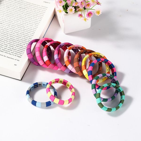 myshape women painted tie metal jewelry elastic stretch enamel bead rainbow bracelet for women jewelry, Black
myshape women painted tie metal jewelry elastic stretch enamel bead rainbow bracelet for women jewelry, Black