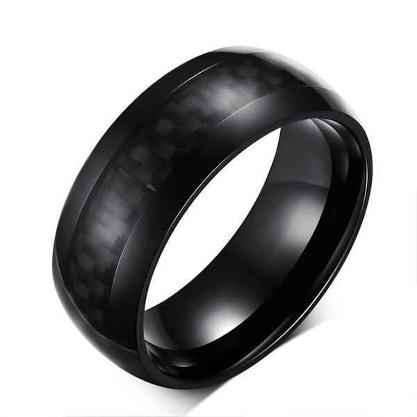 round surface mens classic black carbon fiber surgical steel wedding engagement band ring, Silver
round surface mens classic black carbon fiber surgical steel wedding engagement band ring, Silver