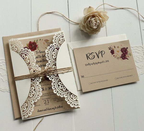 lace wedding invitations set rsvp cards included rustic kraft paper invitation cards - set of 50 pcs
lace wedding invitations set rsvp cards included rustic kraft paper invitation cards - set of 50 pcs