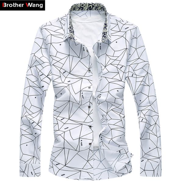 мужская печатная рубашка с длинным рукавом slim business leisure shirt plus size 5xl 6xl 7xl мужской повседневный бренд топы 2017 новый, White;black 
мужская печатная рубашка с длинным рукавом slim business leisure shirt plus size 5xl 6xl 7xl мужской повседневный бренд топы 2017 новый, White;black