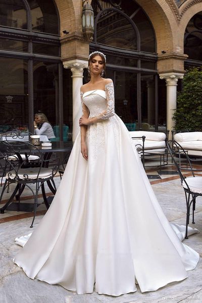 формальное длинные vestidos платье свадебное mariée de modest sheer длинные рукава a-line атласная плиссированные свадебные платья свадебные, White
формальное длинные vestidos платье свадебное mariée de modest sheer длинные рукава a-line атласная плиссированные свадебные платья свадебные, White