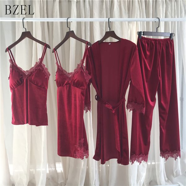 bzel 4 four piece female pajamas set robe sling warm velvet nightwear long sleeved pants women nightgown 5 color sleepwear, Blue;gray
bzel 4 four piece female pajamas set robe sling warm velvet nightwear long sleeved pants women nightgown 5 color sleepwear, Blue;gray