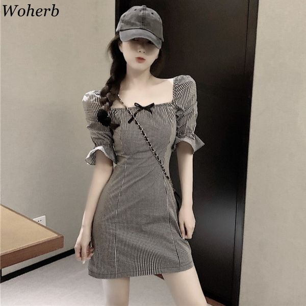 woherb summer 2020 new plaid dress women chic korean slim casual short-sleeved mini dresses streetwear vestidos, Black;gray
woherb summer 2020 new plaid dress women chic korean slim casual short-sleeved mini dresses streetwear vestidos, Black;gray