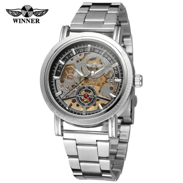 winner brand fashion men silver automatic mechanical watch classic stainless steel skeleton men wristwatch relogio masculino, Slivery;brown
winner brand fashion men silver automatic mechanical watch classic stainless steel skeleton men wristwatch relogio masculino, Slivery;brown