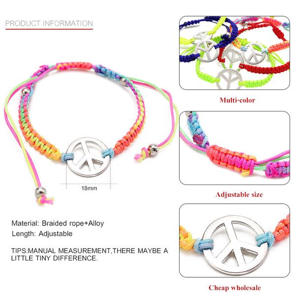 

foreign trade jewelry wholesale handwoven and peace sign bracelet hand rope yiwu small commodity quickselling explosion b0132