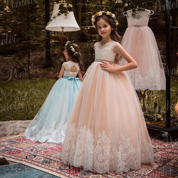 blush and ivory flower girls dresses beaded sash lace appliqued bows pageant gowns for kids wedding party 2109, White;red
blush and ivory flower girls dresses beaded sash lace appliqued bows pageant gowns for kids wedding party 2109, White;red