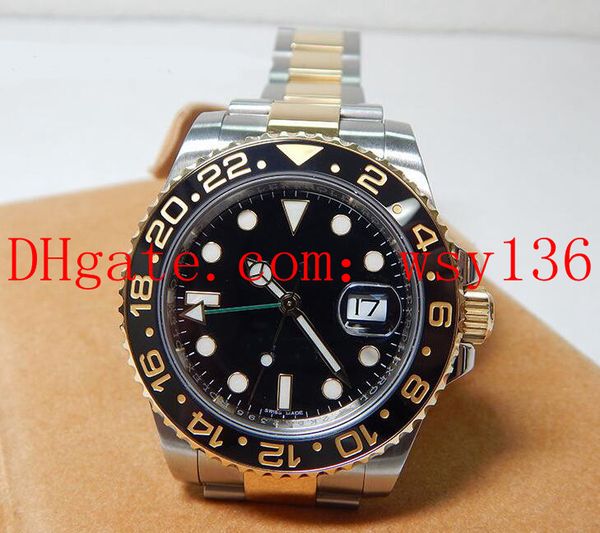 luxury black dial mens wristwatches 40mm 18k gold and stainless steel gmt ceramic bezel 116713 automatic men's watch, Slivery;brown
luxury black dial mens wristwatches 40mm 18k gold and stainless steel gmt ceramic bezel 116713 automatic men's watch, Slivery;brown