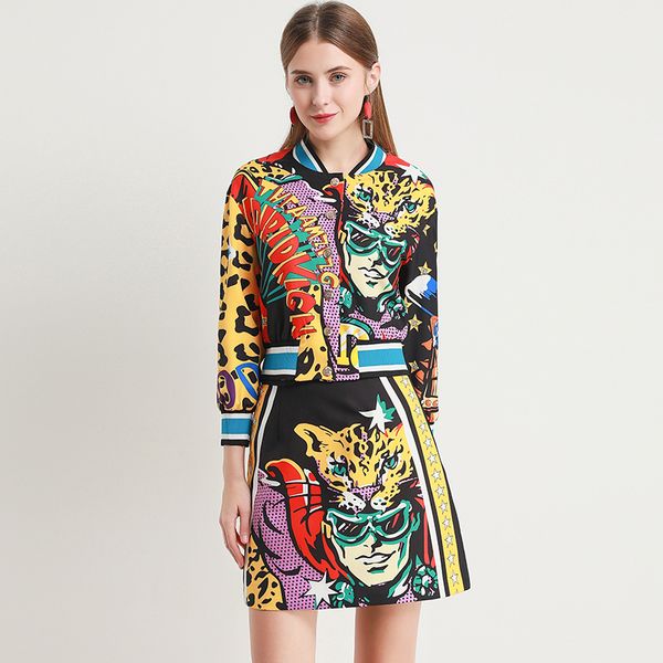 2020 new spring 2 pieces print women sets pretty full sleeve jackets +skirts female slim suits, White
2020 new spring 2 pieces print women sets pretty full sleeve jackets +skirts female slim suits, White