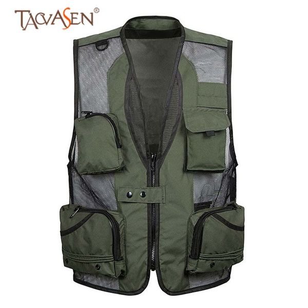 

tacvasen tactical vest cooling vest men safari travel multi-pocket fishing vests outdoor camping hiking mesh vests, Gray;blue