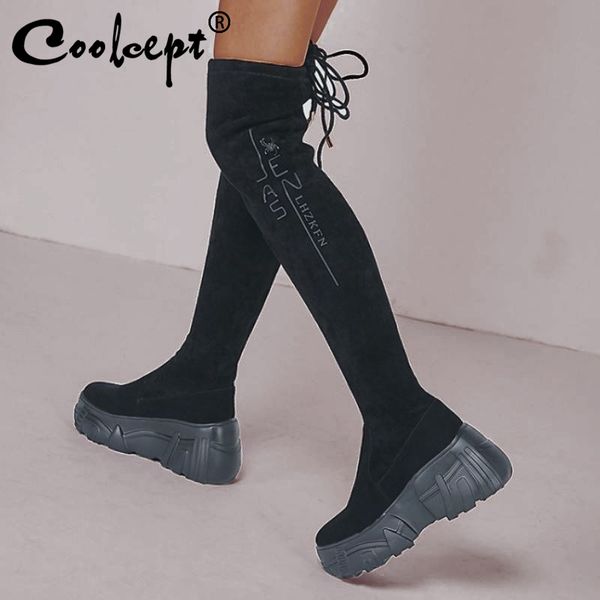 coolcept over the knee boots for women genuine leather long boots thick bottom shoes winter warm women footwear size 34-39, Black
coolcept over the knee boots for women genuine leather long boots thick bottom shoes winter warm women footwear size 34-39, Black