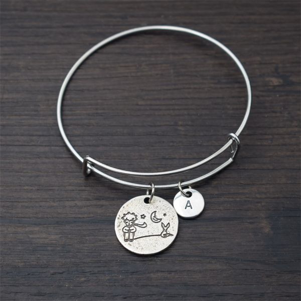 link, chain lovely cute little prince and rose bracelet with alphabet pendant creative fairy tale jewlry gift, Black
link, chain lovely cute little prince and rose bracelet with alphabet pendant creative fairy tale jewlry gift, Black