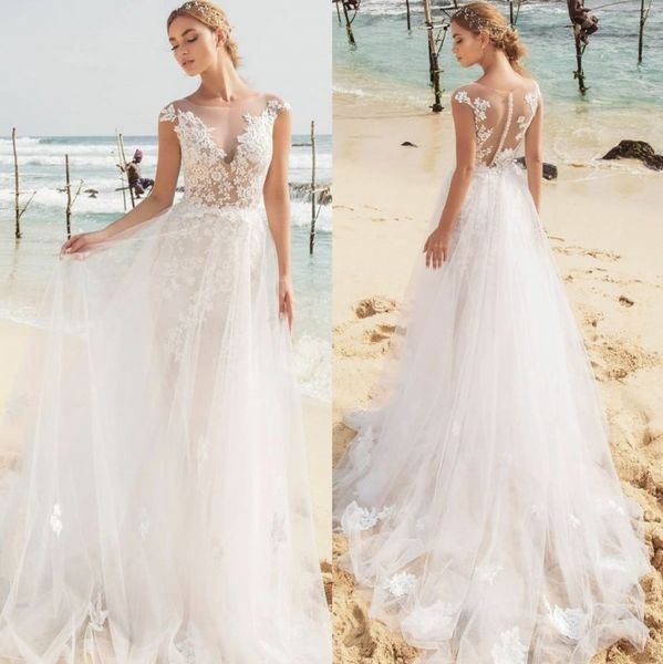 amazing a line lace wedding dresses sheer bateau neck appliqued bridal gowns sweep train tulle robe de mariée, White
amazing a line lace wedding dresses sheer bateau neck appliqued bridal gowns sweep train tulle robe de mariée, White