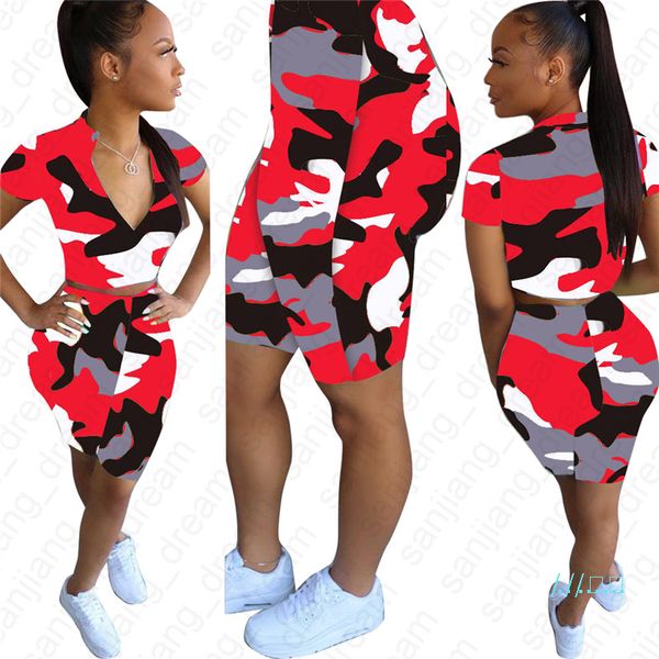 women tracksuit camo zipper collar short sleeve t shirts crop shorts two piece set high waist camouflage sports suit s-xxl d42101, White
women tracksuit camo zipper collar short sleeve t shirts crop shorts two piece set high waist camouflage sports suit s-xxl d42101, White