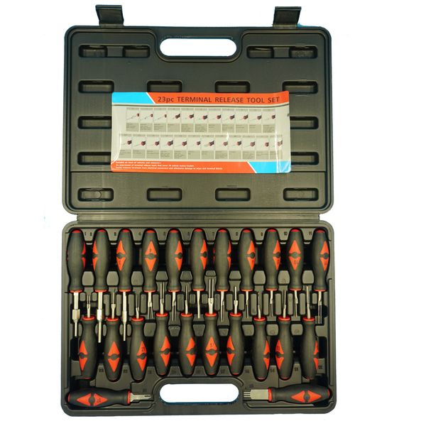 23pcs auto repair tool electrical terminal connector release removal tool set kit for auto electronic component disassembly work
23pcs auto repair tool electrical terminal connector release removal tool set kit for auto electronic component disassembly work