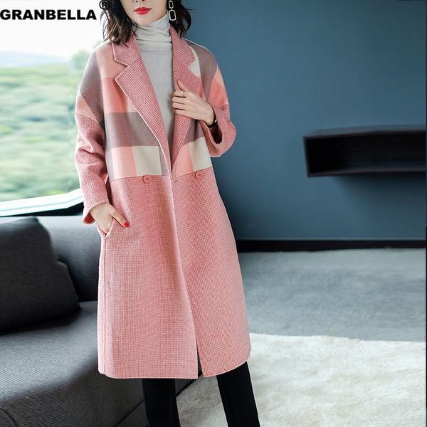 2019 new autumn office lady elegant plaid double-side woolen coat outwear beautiful pink checked lapel coats big size, Black
2019 new autumn office lady elegant plaid double-side woolen coat outwear beautiful pink checked lapel coats big size, Black