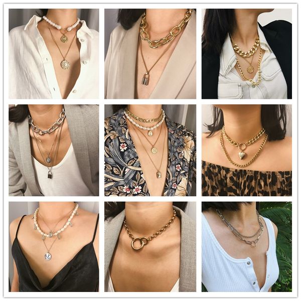 fan punk multi layered pearl choker necklace bohemian collar heart coin crystal statement pendant necklace women jewelry, Golden;silver
fan punk multi layered pearl choker necklace bohemian collar heart coin crystal statement pendant necklace women jewelry, Golden;silver