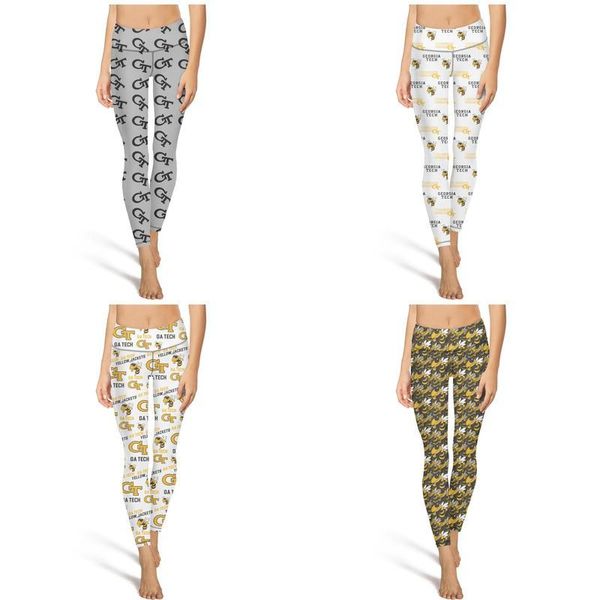 ga tech yellow jackets football gray fashion women's vintage yoga pants no feet casual four-way stretch suitable for running leggings, Black 
ga tech yellow jackets football gray fashion women's vintage yoga pants no feet casual four-way stretch suitable for running leggings, Black