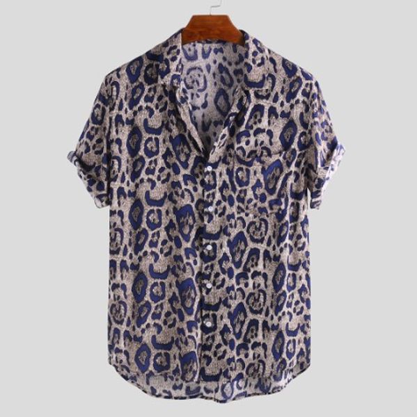 men shirt fashion leopard chest pocket lapel short sleeve shirt casual loose single-breasted men pure cotton shirts blouse, White;black
men shirt fashion leopard chest pocket lapel short sleeve shirt casual loose single-breasted men pure cotton shirts blouse, White;black