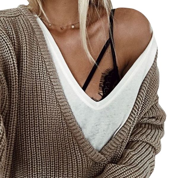 loose shopping winter autumn knitting soft daily solid street long sleeve women sweater dating deep v neck casual, White;black
loose shopping winter autumn knitting soft daily solid street long sleeve women sweater dating deep v neck casual, White;black