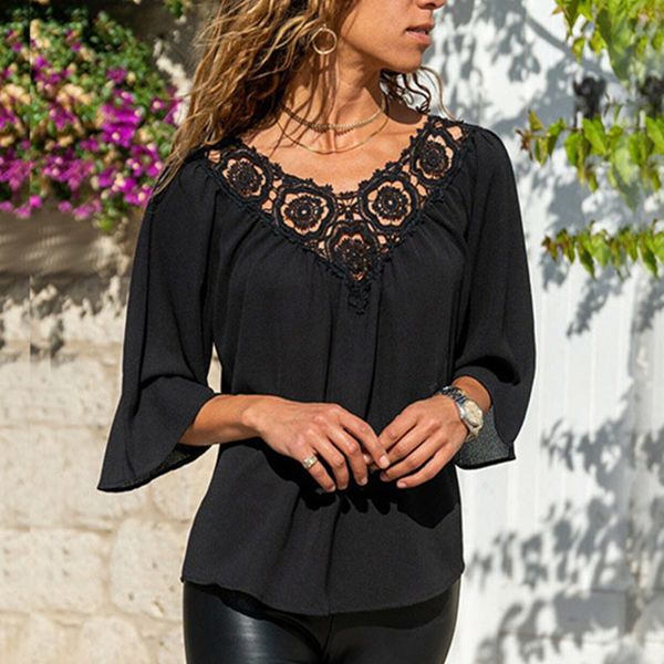 women chiffon shirt blouses lace patchwork v neck long sleeve female blouse spring summer fashion loose ladies casual, White
women chiffon shirt blouses lace patchwork v neck long sleeve female blouse spring summer fashion loose ladies casual, White