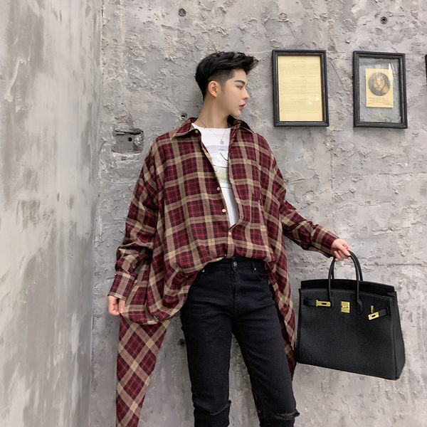 streetwear hip hop loose shirt vintage men asymmetric design shirt casual plaid male long sleeve couple dancer clothing, White;black
streetwear hip hop loose shirt vintage men asymmetric design shirt casual plaid male long sleeve couple dancer clothing, White;black