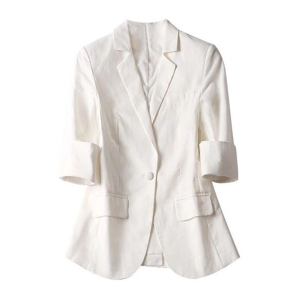 women blazer spring 2019 joker fashion commuter temperament casual flax suit jacket 7 sleeves korean short small suit women, White;black
women blazer spring 2019 joker fashion commuter temperament casual flax suit jacket 7 sleeves korean short small suit women, White;black