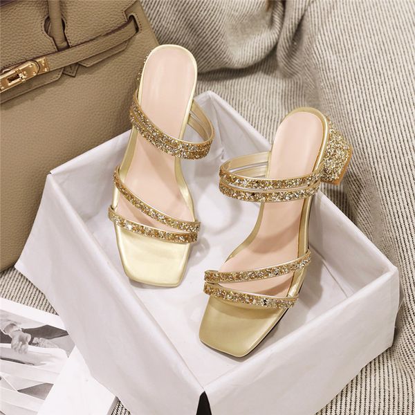 yqbtdl fashion summer 2020 party womens slippers block high heels gold silver glitter narrow band women slides plus size shoes, Black
yqbtdl fashion summer 2020 party womens slippers block high heels gold silver glitter narrow band women slides plus size shoes, Black