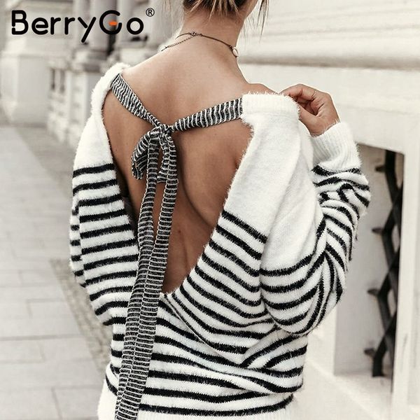 berrygo backless mohair pullover sweater women autumn winter soft female sweater elegant lace up strip o-neck ladies jumper
berrygo backless mohair pullover sweater women autumn winter soft female sweater elegant lace up strip o-neck ladies jumper