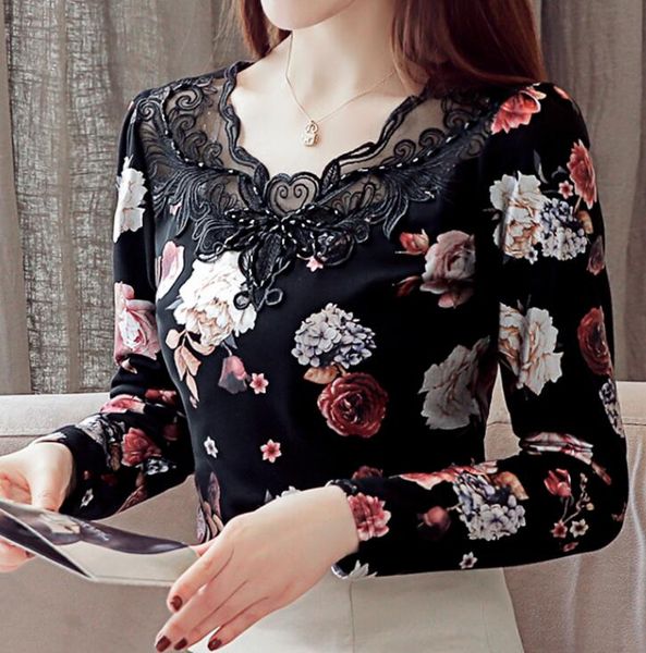 2019 spring new arrival plus size -3xl elegant flower printed v collar lace long sleeve woman cotton t-shirt, White
2019 spring new arrival plus size -3xl elegant flower printed v collar lace long sleeve woman cotton t-shirt, White