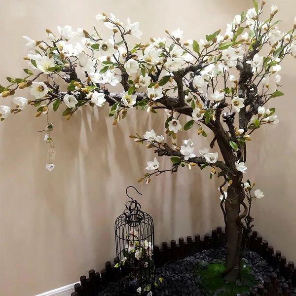 artificial magnolia tree screen window interior decoration wishing tree white colour manual space arrangement 
artificial magnolia tree screen window interior decoration wishing tree white colour manual space arrangement