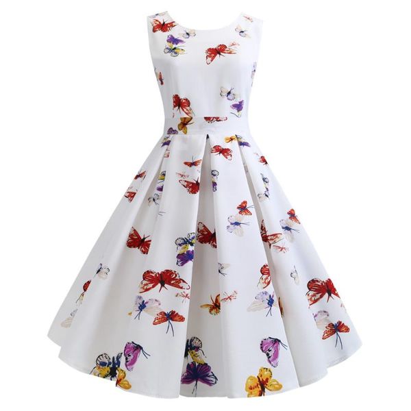 summer dress women 2020 robe femme vintage dress butterfly print big swing party women sleeveless v back lady, Black;gray 
summer dress women 2020 robe femme vintage dress butterfly print big swing party women sleeveless v back lady, Black;gray