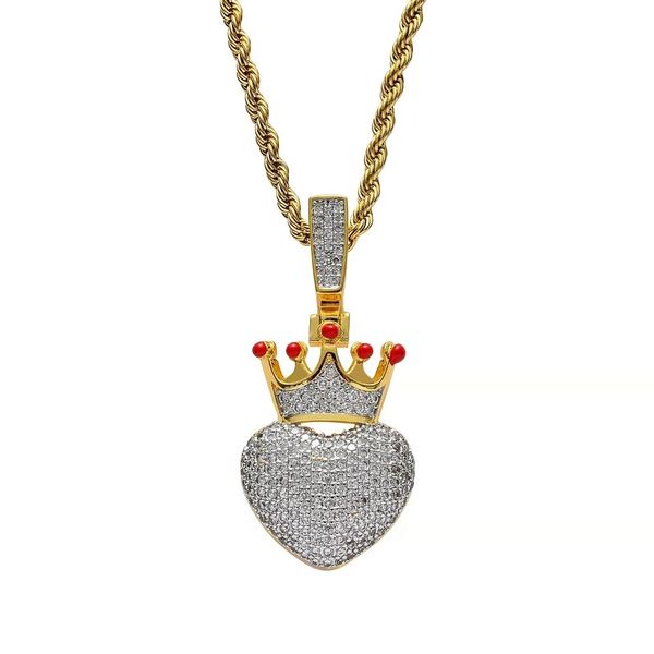 hip hop crown heart pendant necklaces for men women luxury diamonds love pendants copper zircons cuban chains jewelry lover couple gifts, Silver
hip hop crown heart pendant necklaces for men women luxury diamonds love pendants copper zircons cuban chains jewelry lover couple gifts, Silver
