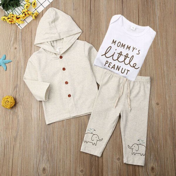 3pcs newborn baby boys girls coat set long sleeve romper coat pants outfits, White
3pcs newborn baby boys girls coat set long sleeve romper coat pants outfits, White